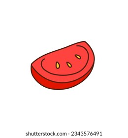 Tomate dibujado a mano sobre un fondo transparente. Ilustración vectorial aislada de frutos jugosos
