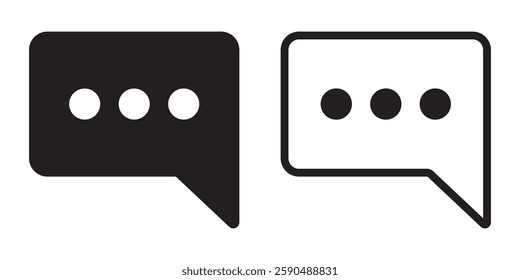 A hand-drawn tooltip with dots indicating a message. A symbol of activity in a social media network. Simple icon in line style. Modern simple flat design for website or mobile app. Vector illustration