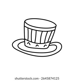 Hand-drawn top hat with a playful, cartoonish design and simple 