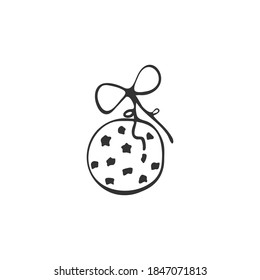 Hand-drawn toy on the Christmas tree. A single element of winter decor. Isolated on a white background. Vector illustration