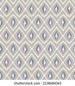 Hand-Drawn Traditional Boho Ikat Diamonds Vector Seamless Pattern. Modern Retro Woven Geometric Print, Perfect for Textiles, Fashion, Background. Tribal Texture