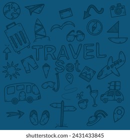 Handdrawn travel set pattern,vector illustration eps10