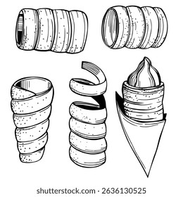Hand-drawn trdlo or trdelnik.  Vector sketch illustration. 
