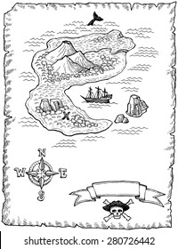 Hand-drawn Treasure Map Illustration