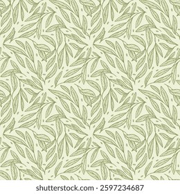 handdrawn tree leaves seamless pattern background design