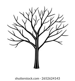 Silueta de árbol dibujado a mano con ramas Vector de tronco