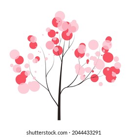 handdrawn tree with tender bubble crown spring forest doodles vector season winter, spring, summer. flat style
