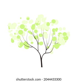 handdrawn tree with tender bubble crown spring forest doodles vector season winter, spring, summer. flat style