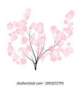 handdrawn tree with tender bubble crown spring forest doodles vector season winter, spring, summer. flat