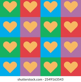 Hand-drawn trendy doodle seamless pattern with hearts. Collection of valentines day backgrounds