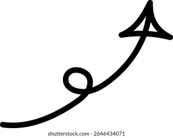 Hand-drawn Triangle Arrow with Loop Line Art