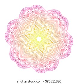 Hand-drawn tribal ornamental mandala. Aztec geometric creative illustration.