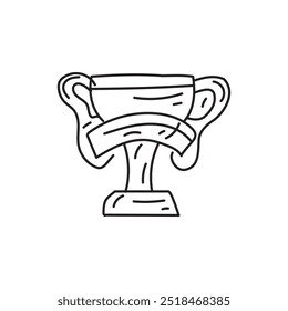 Hand-drawn of a trophy with a banner