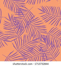 Hand-drawn tropical palm leaves seamless pattern.