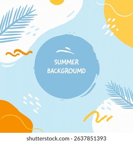 A hand-drawn tropical summer season background, ideal for use in advertising, banners and flyers.