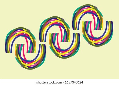 líneas de múltiples colores giradas a mano. curvas arco iris. vectorial