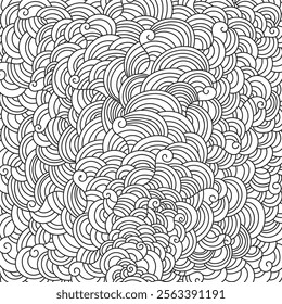 Hand-drawn Typhoon and Clouds doodle art Illustration good for background, clothing design, and traditional design element