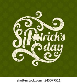 Hand-drawn typographic design template for St. Patrick's Day. The background is also a seamless pattern.