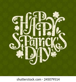 Hand-drawn typographic design template for St. Patrick's Day. The background is also a seamless pattern.