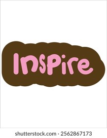 Hand-drawn typography of the word "Inspire" in vibrant pink, encouraging positivity and creativity. Perfect for motivational branding and campaigns.