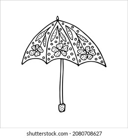 hand-drawn umbrella in doodle style, single element