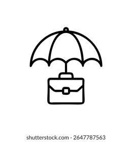 Ícone de porta-arquivos de proteção de guarda-chuva desenhado à mão no plano de fundo Proteção de conceito de negócios