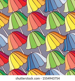 Hand-drawn umbrellas seamless pattern. Season seamless pattern.