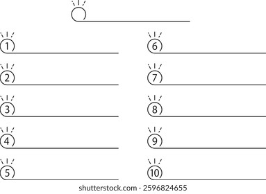 Hand-drawn underline material with assigned numbers