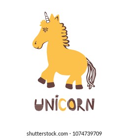 Hand-drawn unicorn. Simple vector cartoon illustration