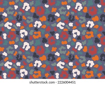 Hand-drawn unusual spotted seamless apttern for blooming leopard trend vector. Funny animal texture with different shaped spots vector illustration