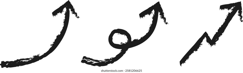 Hand-drawn upward arrows set - symbol of growth and success