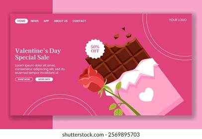 Hand-Drawn Valentine's Day Social Media Landing Page Templates in Flat Style