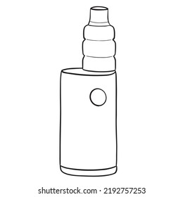 Hand-drawn vape clipart. Doodle illustration of an electronic cigarette. Stippling vapor
