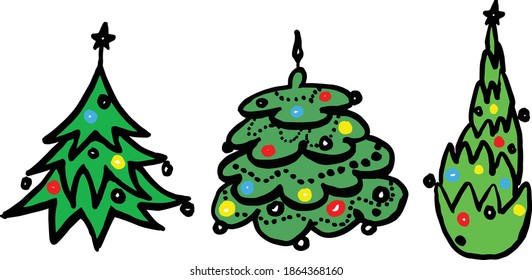 Hand-drawn Variations of Christmas Tree