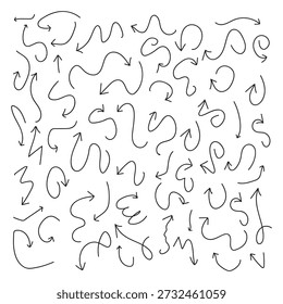 Hand-drawn various curved lines and arrow vectors