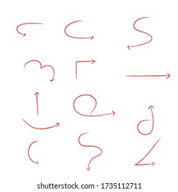 Hand-drawn various handwriting symbols arrow circles