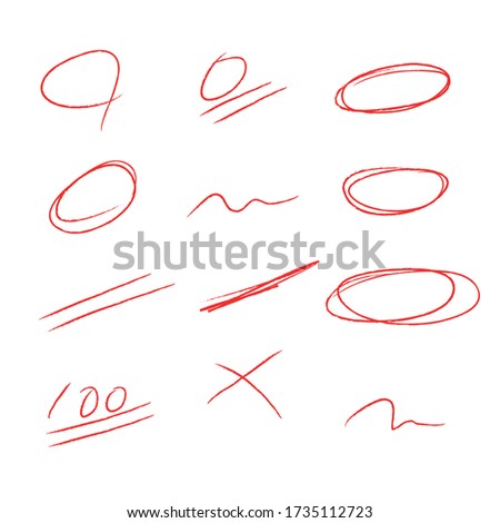 Hand-drawn various handwriting symbols arrow circles