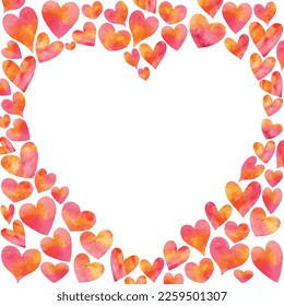Hand-drawn various hearts isolated on white background. Wedding or Valentine's template.