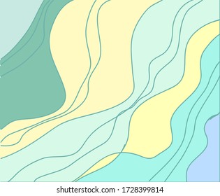 abstracción vectorial a mano de las olas del mar con un toque de turquesa sobre el turquesa oscuro. Diseño gratuito para textiles, embalaje, postales, revista.