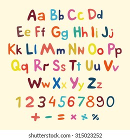 Hand-drawn vector alphabet. 