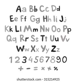 Hand-drawn vector alphabet. art children vintage symbol