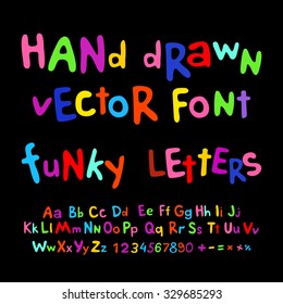 Hand-drawn vector alphabet. art funky letters font