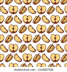 Hand-drawn vector apples pattern. Isolated on white.