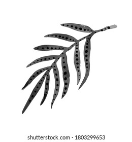 handgezeichnete, Vektorgrafik-Palmenblätter mit indischen Ornamenten und Punkten