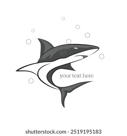 Hand-drawn vector aquatic animal, An illustration of vector shark, A big fish swimming in sea