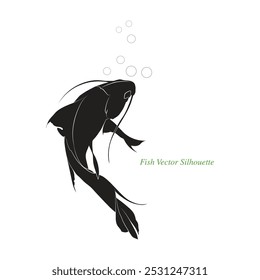 Hand-drawn vector aquatic animal, A vector silhouette of beautiful fish, An idea for creating company branding