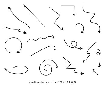 Flechas de Vector dibujadas a mano. Colección de la flecha, aislado en un fondo blanco.