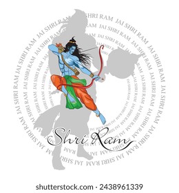 Hand-drawn vector art, An illustration of Lord Rama, Vector drawing of Ramayana character