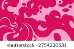 Hand-drawn vector background with red spots in the form of bubbles. Illustration for design and posters on the topic of blood donation. Twisted, curvy lines reminiscent of chewing gum.