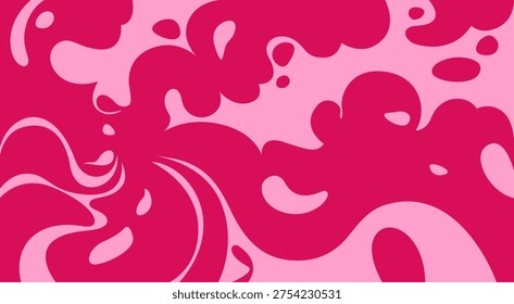 Hand-drawn vector background with red spots in the form of bubbles. Illustration for design and posters on the topic of blood donation. Twisted, curvy lines reminiscent of chewing gum.